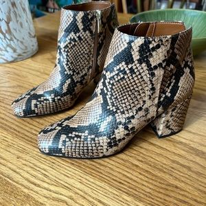 Franco Sarto Women’s Shoes  Trudy Brown Black Snake Print 6.5 Ankle Boots